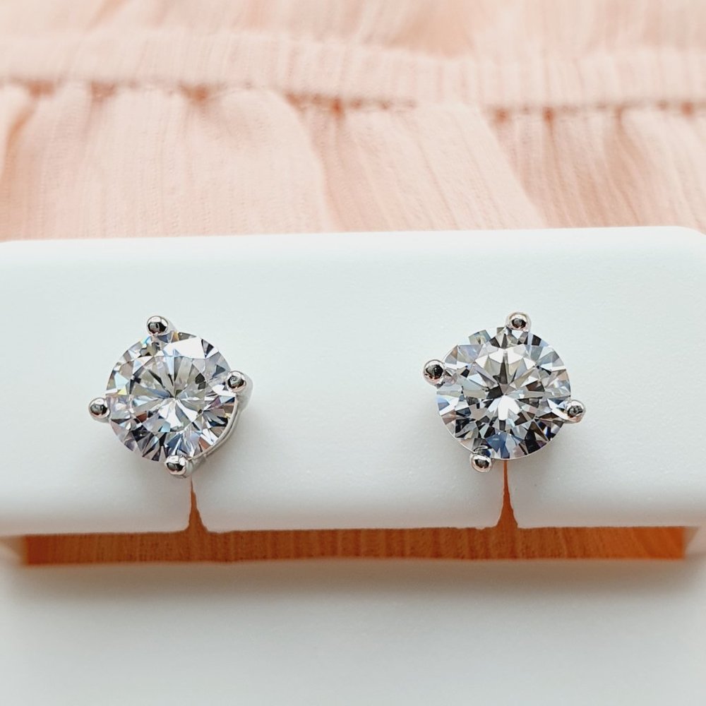 "6MM S925 Sterling Silver CZ Stud Earrings for Women/Girl, US19251015 - Picture 5 of 13